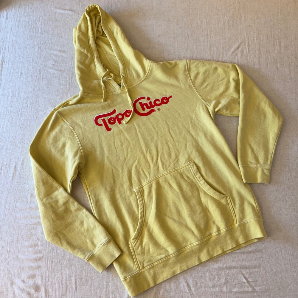 Independent Trading Co Topo Chico‎ Hoodie Yellow Graphic Sweatshirt Mens M